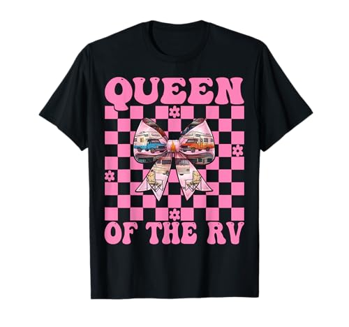 Queen of The Rv Camping Camper Wohnmobil Mädchen Mama Kokette T-Shirt von Womens Pink Coquette Bow RV Camping Camper Gifts