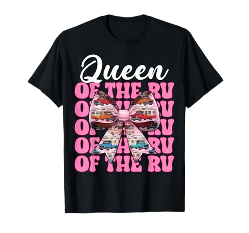 Queen of The Rv Camping Camper Wohnmobil Mädchen Mama Kokette T-Shirt von Womens Pink Coquette Bow RV Camping Camper Gifts