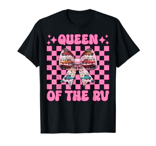 Queen of The Rv Camping Camper Wohnmobil Mädchen Mama Kokette T-Shirt von Womens Pink Coquette Bow RV Camping Camper Gifts