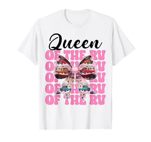 Queen of The Rv Camping Camper Wohnmobil Mädchen Mama Kokette T-Shirt von Womens Pink Coquette Bow RV Camping Camper Gifts