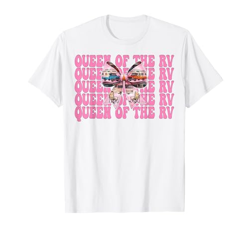 Queen of The Rv Camping Camper Wohnmobil Mädchen Mama Kokette T-Shirt von Womens Pink Coquette Bow RV Camping Camper Gifts