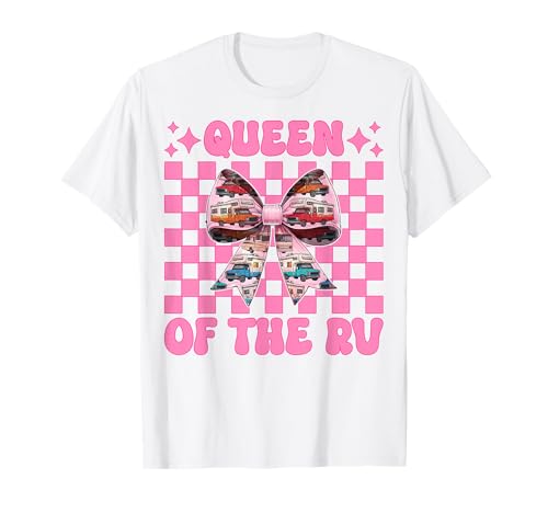 Queen of The Rv Camping Camper Wohnmobil Mädchen Mama Kokette T-Shirt von Womens Pink Coquette Bow RV Camping Camper Gifts
