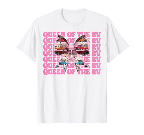 Queen of The Rv Camping Camper Wohnmobil Mädchen Mama Kokette T-Shirt von Womens Pink Coquette Bow RV Camping Camper Gifts