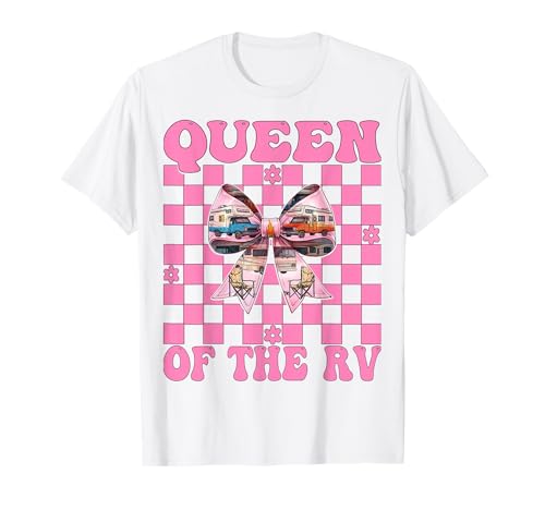 Queen of The Rv Camping Camper Wohnmobil Mädchen Mama Kokette T-Shirt von Womens Pink Coquette Bow RV Camping Camper Gifts