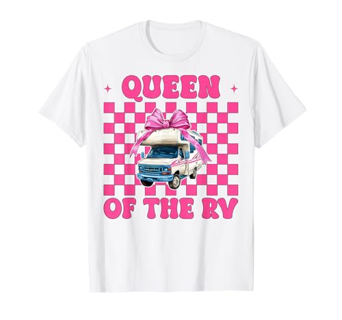 Queen of The Rv Camping Camper Wohnmobil Mädchen Mama Kokette T-Shirt von Womens Pink Coquette Bow RV Camping Camper Gifts