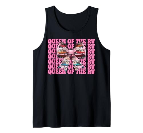 Queen of The Rv Camping Camper Wohnmobil Mädchen Mama Kokette Tank Top von Womens Pink Coquette Bow RV Camping Camper Gifts