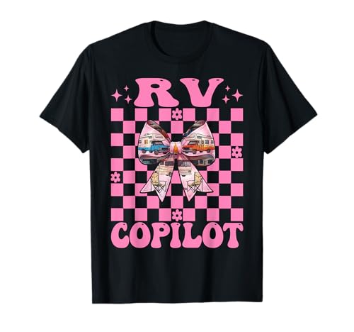 RV Copilot RV Camping Camper Wohnmobil Mädchen Mama Kokette Bogen T-Shirt von Womens Pink Coquette Bow RV Camping Camper Gifts