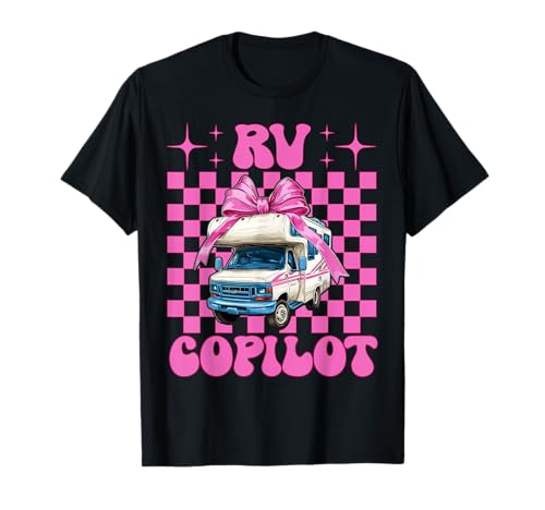 RV Copilot RV Camping Camper Wohnmobil Mädchen Mama Kokette Bogen T-Shirt von Womens Pink Coquette Bow RV Camping Camper Gifts