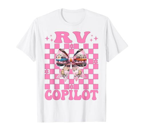 RV Copilot RV Camping Camper Wohnmobil Mädchen Mama Kokette Bogen T-Shirt von Womens Pink Coquette Bow RV Camping Camper Gifts