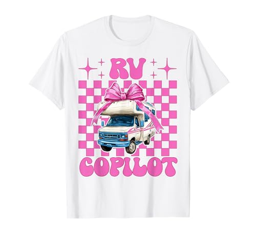 RV Copilot RV Camping Camper Wohnmobil Mädchen Mama Kokette Bogen T-Shirt von Womens Pink Coquette Bow RV Camping Camper Gifts