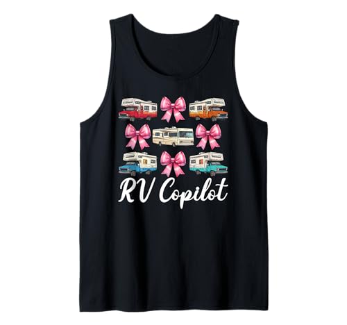 RV Copilot RV Camping Camper Wohnmobil Mädchen Mama Kokette Bogen Tank Top von Womens Pink Coquette Bow RV Camping Camper Gifts