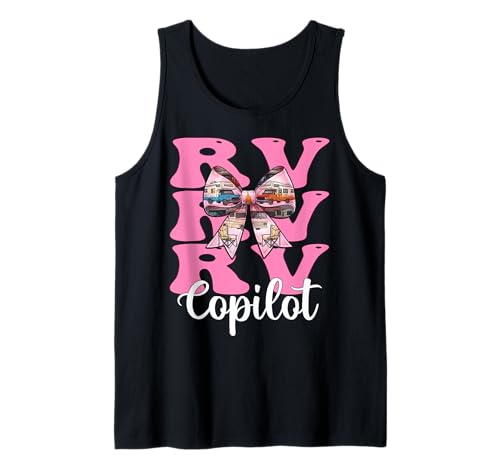 RV Copilot RV Camping Camper Wohnmobil Mädchen Mama Kokette Bogen Tank Top von Womens Pink Coquette Bow RV Camping Camper Gifts