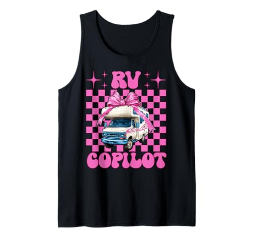 RV Copilot RV Camping Camper Wohnmobil Mädchen Mama Kokette Bogen Tank Top von Womens Pink Coquette Bow RV Camping Camper Gifts