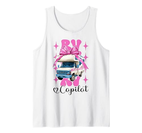 RV Copilot RV Camping Camper Wohnmobil Mädchen Mama Kokette Bogen Tank Top von Womens Pink Coquette Bow RV Camping Camper Gifts