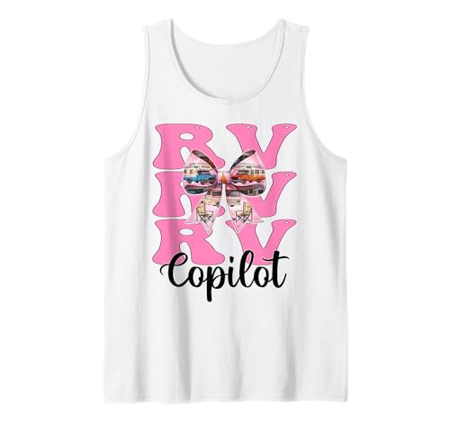 RV Copilot RV Camping Camper Wohnmobil Mädchen Mama Kokette Bogen Tank Top von Womens Pink Coquette Bow RV Camping Camper Gifts