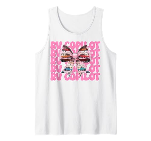RV Copilot RV Camping Camper Wohnmobil Mädchen Mama Kokette Bogen Tank Top von Womens Pink Coquette Bow RV Camping Camper Gifts