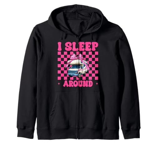 Wohnmobil Camping Camper Wohnmobil Mädchen Mama Coquette I Sleep Around Kapuzenjacke von Womens Pink Coquette Bow RV Camping Camper Gifts