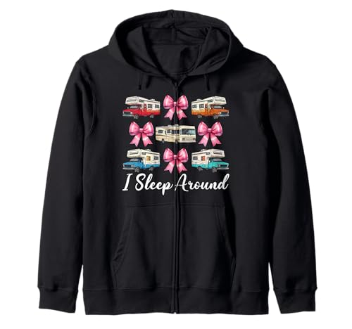 Wohnmobil Camping Camper Wohnmobil Mädchen Mama Coquette I Sleep Around Kapuzenjacke von Womens Pink Coquette Bow RV Camping Camper Gifts