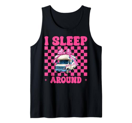Wohnmobil Camping Camper Wohnmobil Mädchen Mama Coquette I Sleep Around Tank Top von Womens Pink Coquette Bow RV Camping Camper Gifts