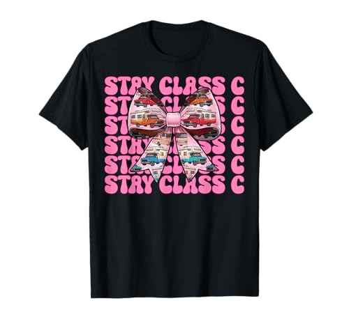 Wohnmobil Camping Camper Wohnmobil Mädchen Mama Coquette Stay Klasse C T-Shirt von Womens Pink Coquette Bow RV Camping Camper Gifts