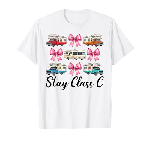 Wohnmobil Camping Camper Wohnmobil Mädchen Mama Coquette Stay Klasse C T-Shirt von Womens Pink Coquette Bow RV Camping Camper Gifts