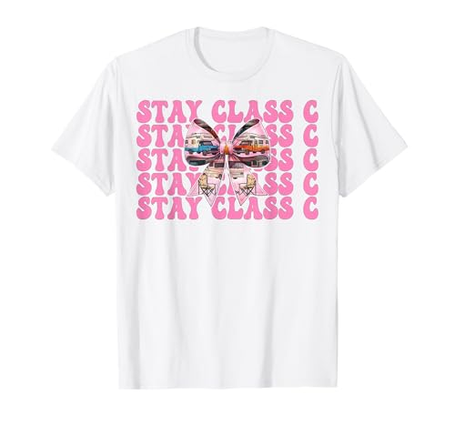 Wohnmobil Camping Camper Wohnmobil Mädchen Mama Coquette Stay Klasse C T-Shirt von Womens Pink Coquette Bow RV Camping Camper Gifts