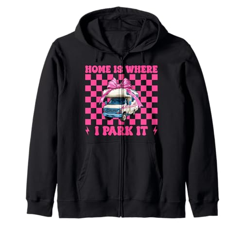 Wohnmobil Camping Camper Wohnmobil Mädchen Mama Home is Where I Park It Kapuzenjacke von Womens Pink Coquette Bow RV Camping Camper Gifts
