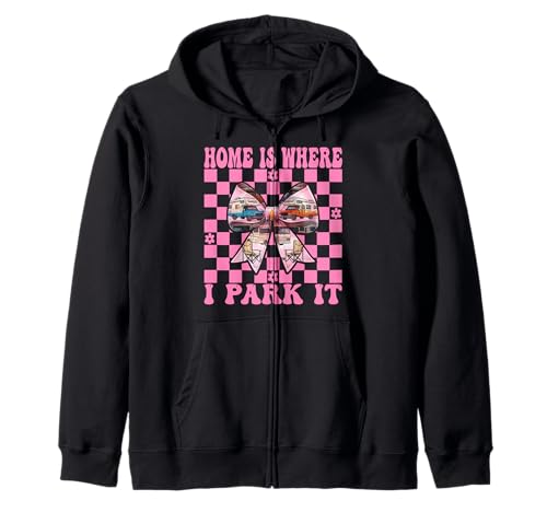 Wohnmobil Camping Camper Wohnmobil Mädchen Mama Home is Where I Park It Kapuzenjacke von Womens Pink Coquette Bow RV Camping Camper Gifts