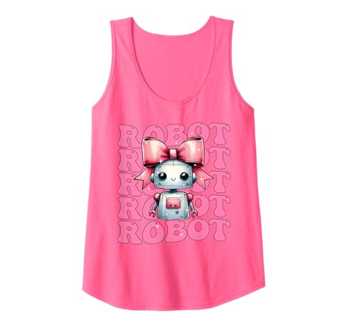 Coquette Bogen Roboter Robotik Mädchen Mama Muttertag Rosa Tank Top von Womens Pink Coquette Bow Robot Robotics Gifts