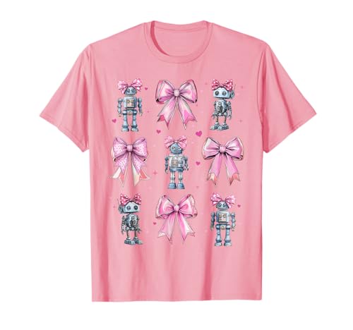 Robot Robotics Coquette Bow Pink Mama für Mädchen T-Shirt Robot Robotics Coquette Bow Pink Mama für Mädchen T-Shirt von Womens Pink Coquette Bow Robot Robotics Gifts