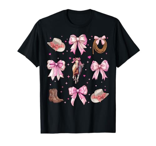 Rodeo Barrel Racer Barrel Racing Coquette Bow für Mädchen, Mama, Rosa T-Shirt von Womens Pink Coquette Bow Rodeo Barrel Racer Gifts