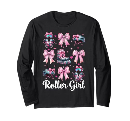 Roller Girl Rollerblades Inlineskating Langarmshirt Roller Girl Rollerblades Inlineskating Langarmshirt von Womens Pink Coquette Bow Rollerblades Gifts
