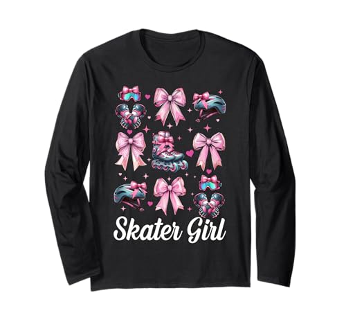 Skater Girl Rollerblades Inlineskating Langarmshirt Skater Girl Rollerblades Inlineskating Langarmshirt von Womens Pink Coquette Bow Rollerblades Gifts