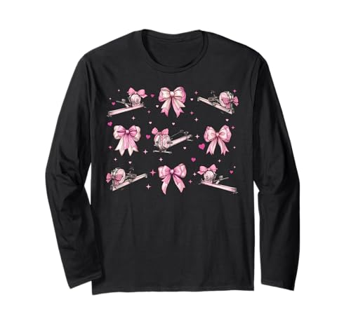Rowing Rower Girl Kokette Bow Pink Mom Langarmshirt Rowing Rower Girl Kokette Bow Pink Mom Langarmshirt von Womens Pink Coquette Bow Rowing Rower Gifts