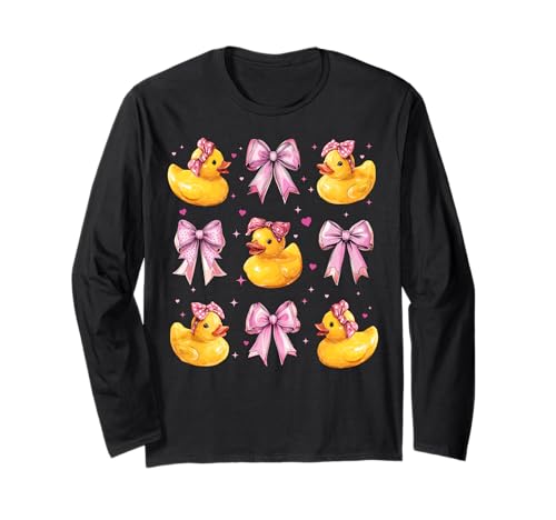 Badeente Ente Mädchen Kokette Schleife Rosa Langarmshirt Badeente Ente Mädchen Kokette Schleife Rosa Langarmshirt von Womens Pink Coquette Bow Rubber Duck Ducky Gifts