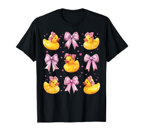 Badeente Ente Mädchen Kokette Schleife Rosa T-Shirt Badeente Ente Mädchen Kokette Schleife Rosa T-Shirt von Womens Pink Coquette Bow Rubber Duck Ducky Gifts