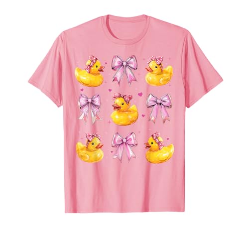 Badeente Ente Mädchen Kokette Schleife Rosa T-Shirt Badeente Ente Mädchen Kokette Schleife Rosa T-Shirt von Womens Pink Coquette Bow Rubber Duck Ducky Gifts