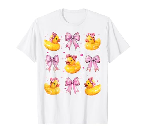 Badeente Ente Mädchen Kokette Schleife Rosa T-Shirt Badeente Ente Mädchen Kokette Schleife Rosa T-Shirt von Womens Pink Coquette Bow Rubber Duck Ducky Gifts