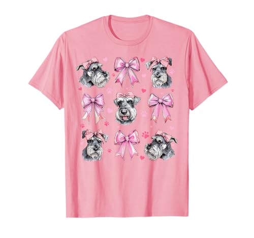 Schnauzer Hund Mama Mädchen Kokette Schleife Rosa T-Shirt von Womens Pink Coquette Bow Schnauzer Dog Gifts