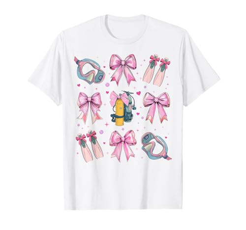 Taucherin für Mädchen, Kokettenbogen, rosa Mama T-Shirt Taucherin für Mädchen, Kokettenbogen, rosa Mama T-Shirt von Womens Pink Coquette Bow Scuba Diving Diver Gifts