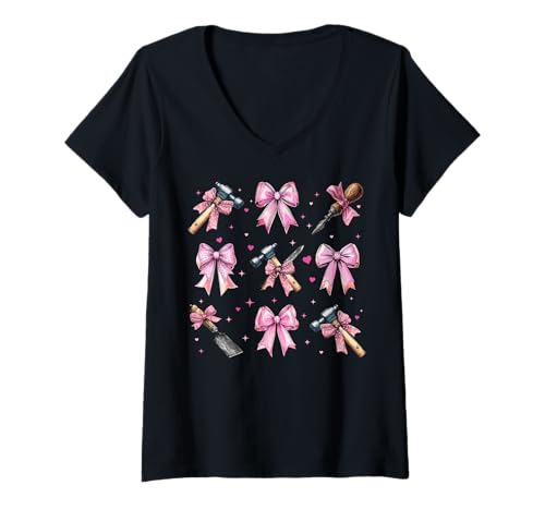 Damen Bildhauerin, Mädchen, Kokette, Schleife, rosa Mutter T-Shirt mit V-Ausschnitt Damen Bildhauerin, Mädchen, Kokette, Schleife, rosa Mutter T-Shirt mit V-Ausschnitt von Womens Pink Coquette Bow Sculpting Sculptor Gifts
