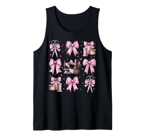 Nähen Quilten Quilter Nähmaschine Mädchen Kokette Schleife Tank Top Nähen Quilten Quilter Nähmaschine Mädchen Kokette Schleife Tank Top von Womens Pink Coquette Bow Sewing Quilting Gifts