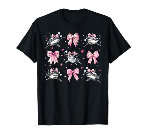Hai Ozean Tier Mädchen Kokette Schleife Rosa Mama T-Shirt von Womens Pink Coquette Bow Shark Ocean Animal Gifts