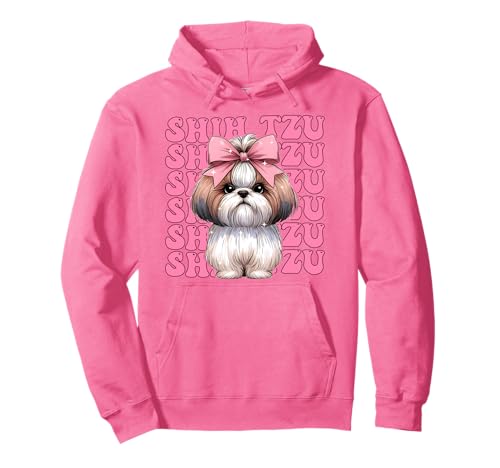 Coquette Bow Shih Tzu Mädchen Hund Mama Muttertag Rosa Pullover Hoodie von Womens Pink Coquette Bow Shih Tzu Dog Gifts