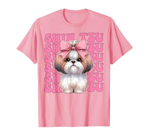 Coquette Bow Shih Tzu Mädchen Hund Mama Muttertag Rosa T-Shirt Coquette Bow Shih Tzu Mädchen Hund Mama Muttertag Rosa T-Shirt von Womens Pink Coquette Bow Shih Tzu Dog Gifts