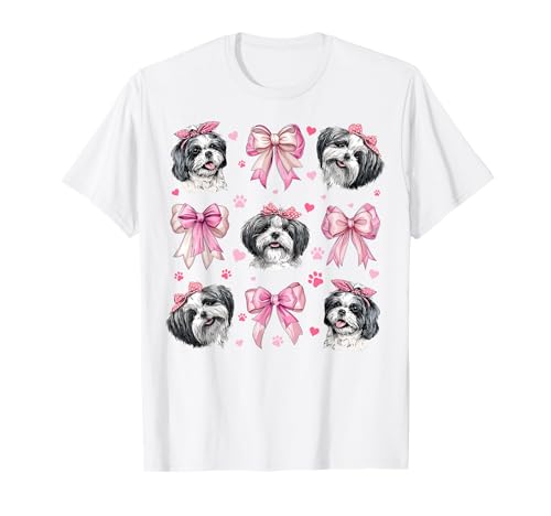 Shih Tzu Hund Mama Mädchen Kokette Schleife Rosa T-Shirt Shih Tzu Hund Mama Mädchen Kokette Schleife Rosa T-Shirt von Womens Pink Coquette Bow Shih Tzu Dog Gifts