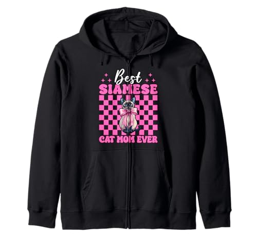 Best Siamese Cat Mom Ever Mama Muttertag Kokette Schleife Kapuzenjacke Best Siamese Cat Mom Ever Mama Muttertag Kokette Schleife Kapuzenjacke von Womens Pink Coquette Bow Siamese Cat Pet Gifts