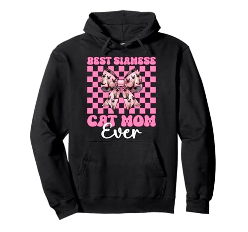 Best Siamese Cat Mom Ever Mama Muttertag Kokette Schleife Pullover Hoodie von Womens Pink Coquette Bow Siamese Cat Pet Gifts