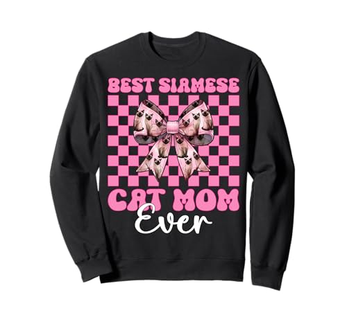 Best Siamese Cat Mom Ever Mama Muttertag Kokette Schleife Sweatshirt von Womens Pink Coquette Bow Siamese Cat Pet Gifts