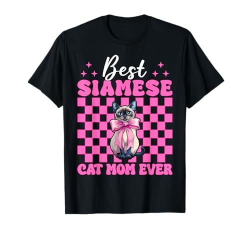 Best Siamese Cat Mom Ever Mama Muttertag Kokette Schleife T-Shirt Best Siamese Cat Mom Ever Mama Muttertag Kokette Schleife T-Shirt von Womens Pink Coquette Bow Siamese Cat Pet Gifts